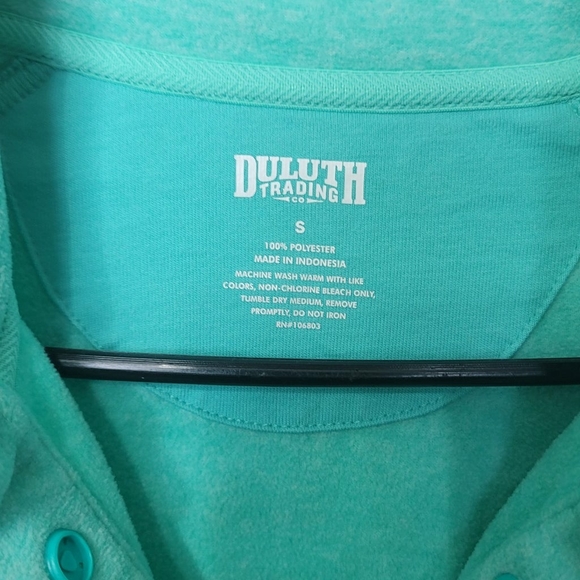 Women's Duluth Trading Co Sz S Fleece Mint Green 1/4 Button Pullover - Picture 6 of 6